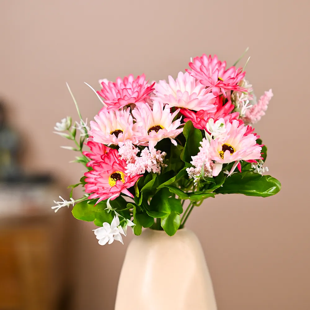 Pink Artificial Small Bunch Of Daisies Set Of 2