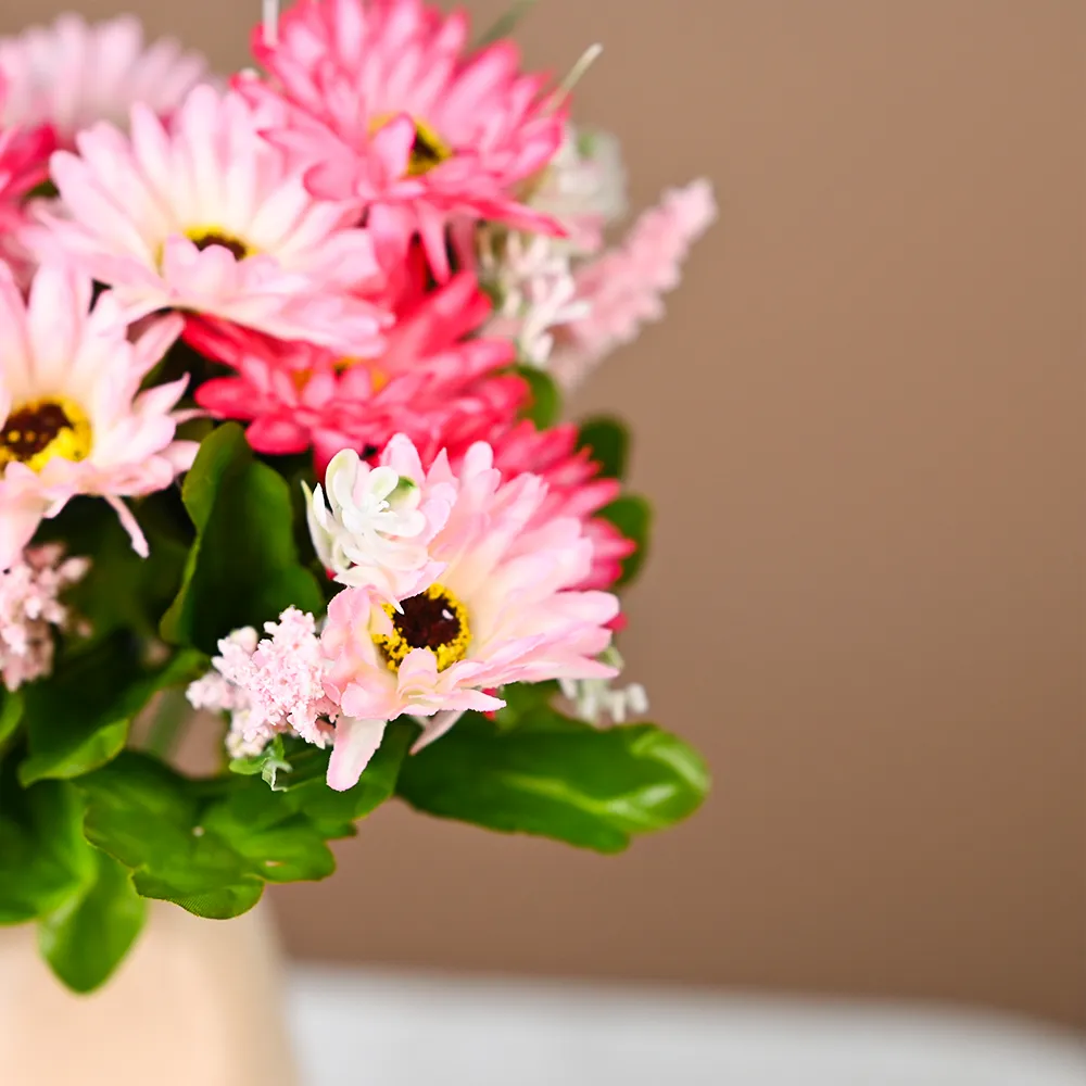 Pink Artificial Small Bunch Of Daisies Set Of 2