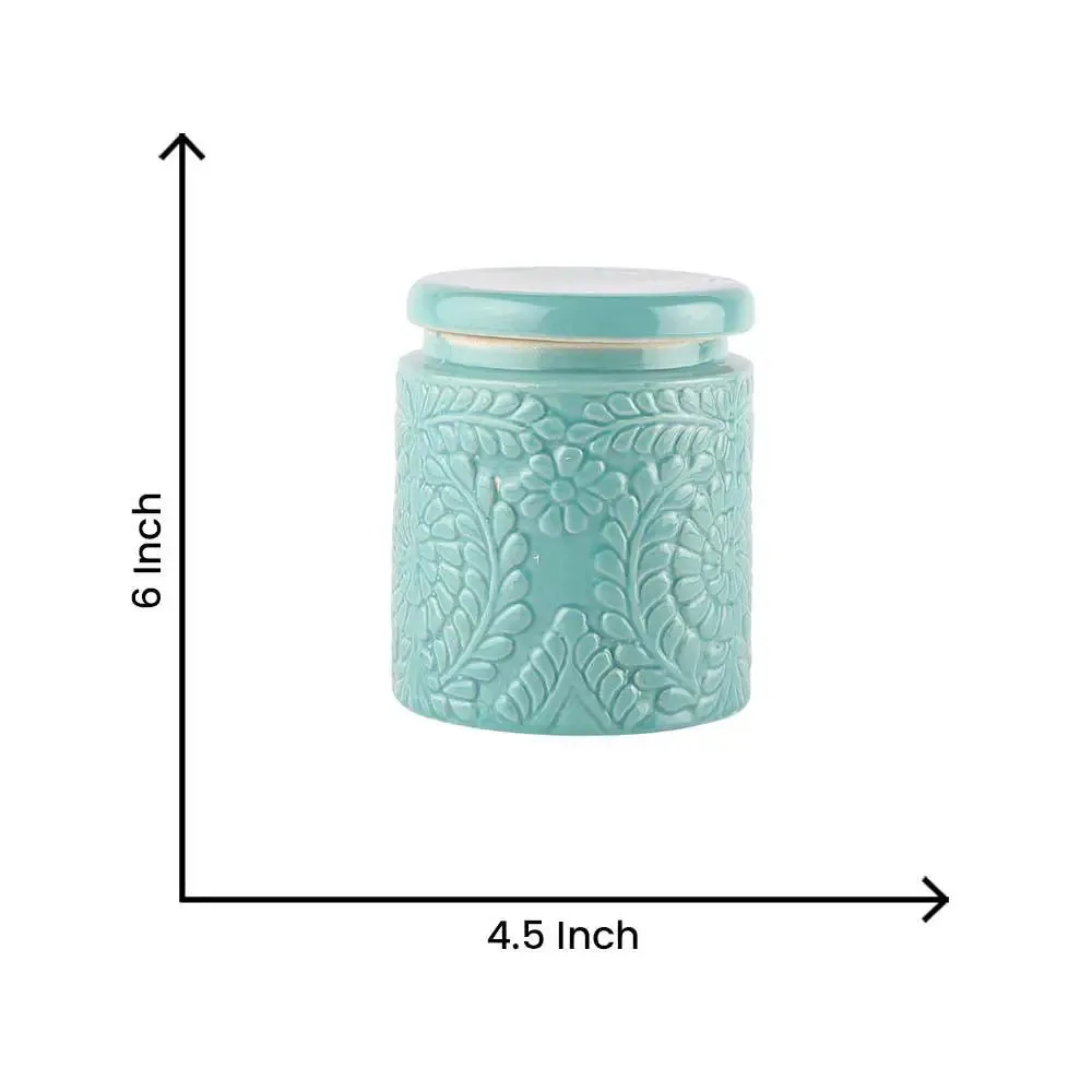 Pink & Blue Handcrafted & Handpainted Ceramic Storage Jars Set Of 2