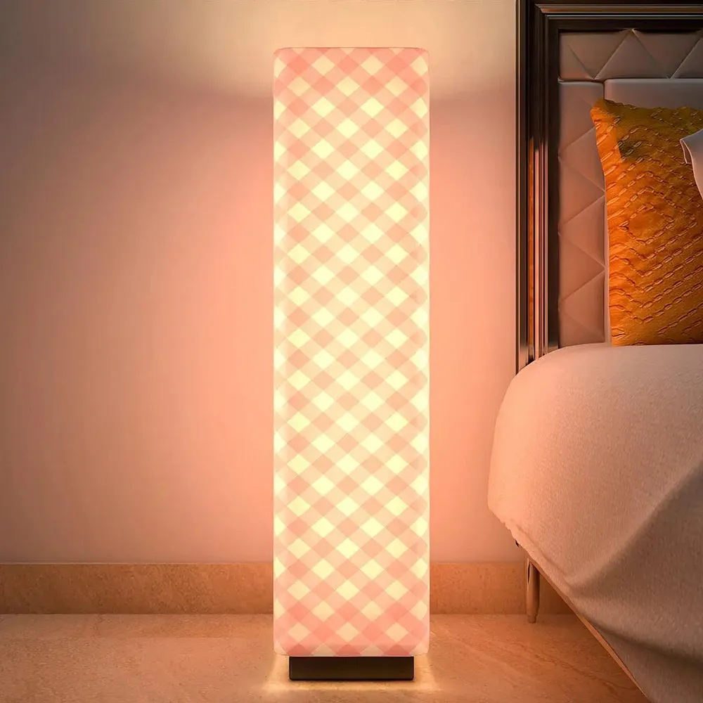 Pink Checks Warm Rectangle Floor Lamp