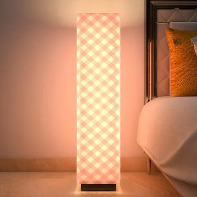 Pink Checks Warm Rectangle Floor Lamp