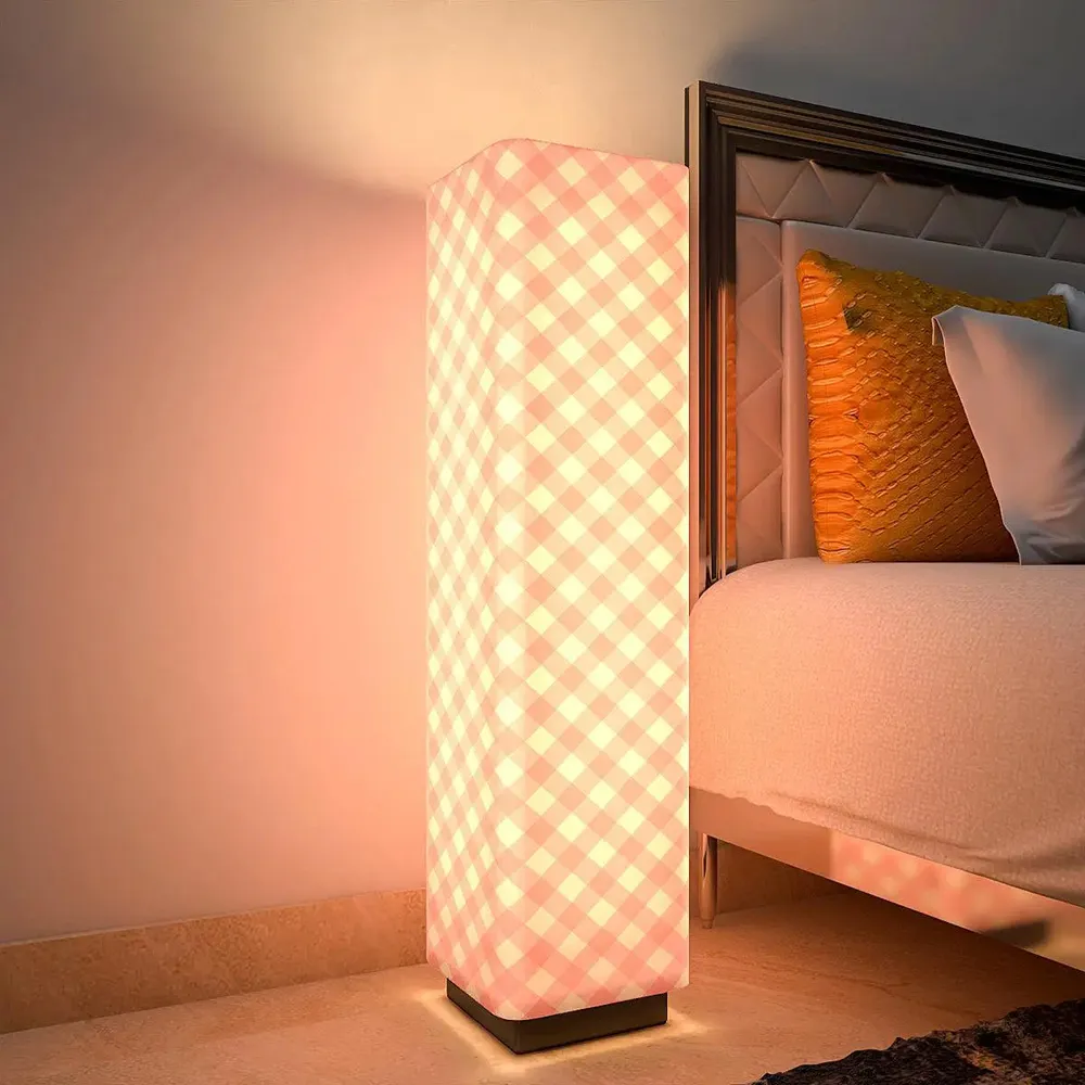 Pink Checks Warm Rectangle Floor Lamp