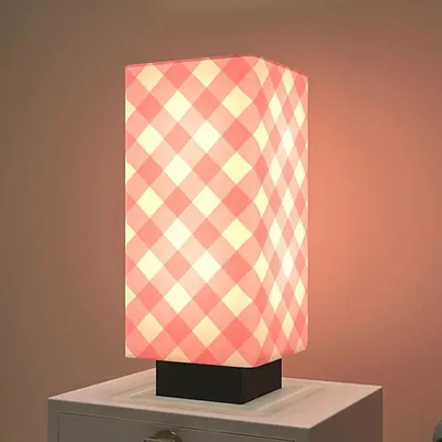 Pink Checks Warm Rectangle Table Lamp