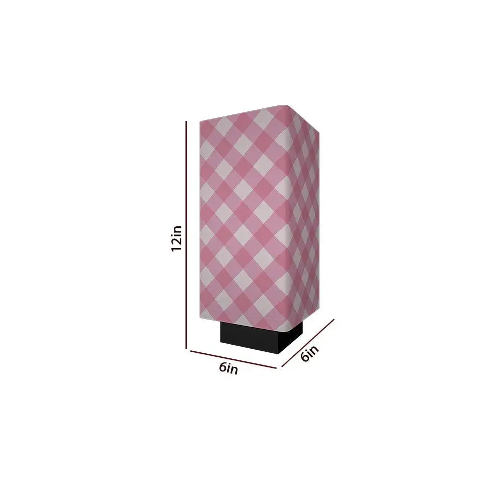 Pink Checks Warm Rectangle Table Lamp
