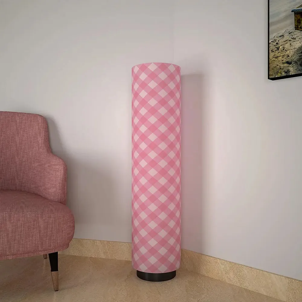 Pink Checks Warm Round Floor Lamp