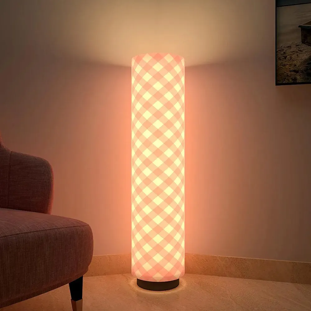 Pink Checks Warm Round Floor Lamp