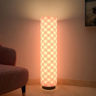 Pink Checks Warm Round Floor Lamp