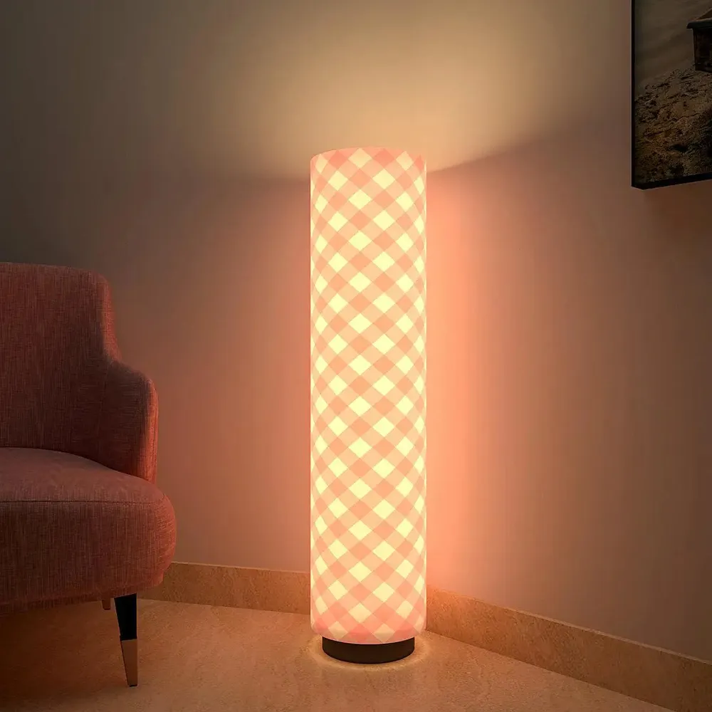Pink Checks Warm Round Floor Lamp