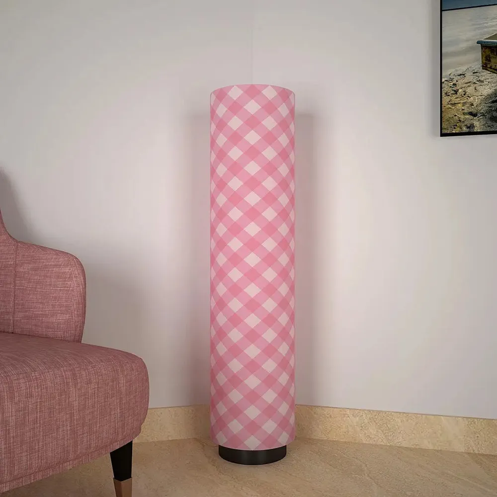 Pink Checks Warm Round Floor Lamp