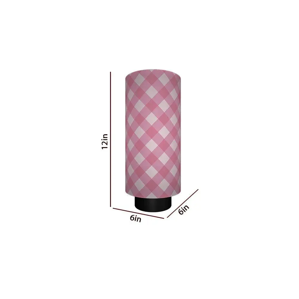 Pink Checks Warm Round Table Lamp