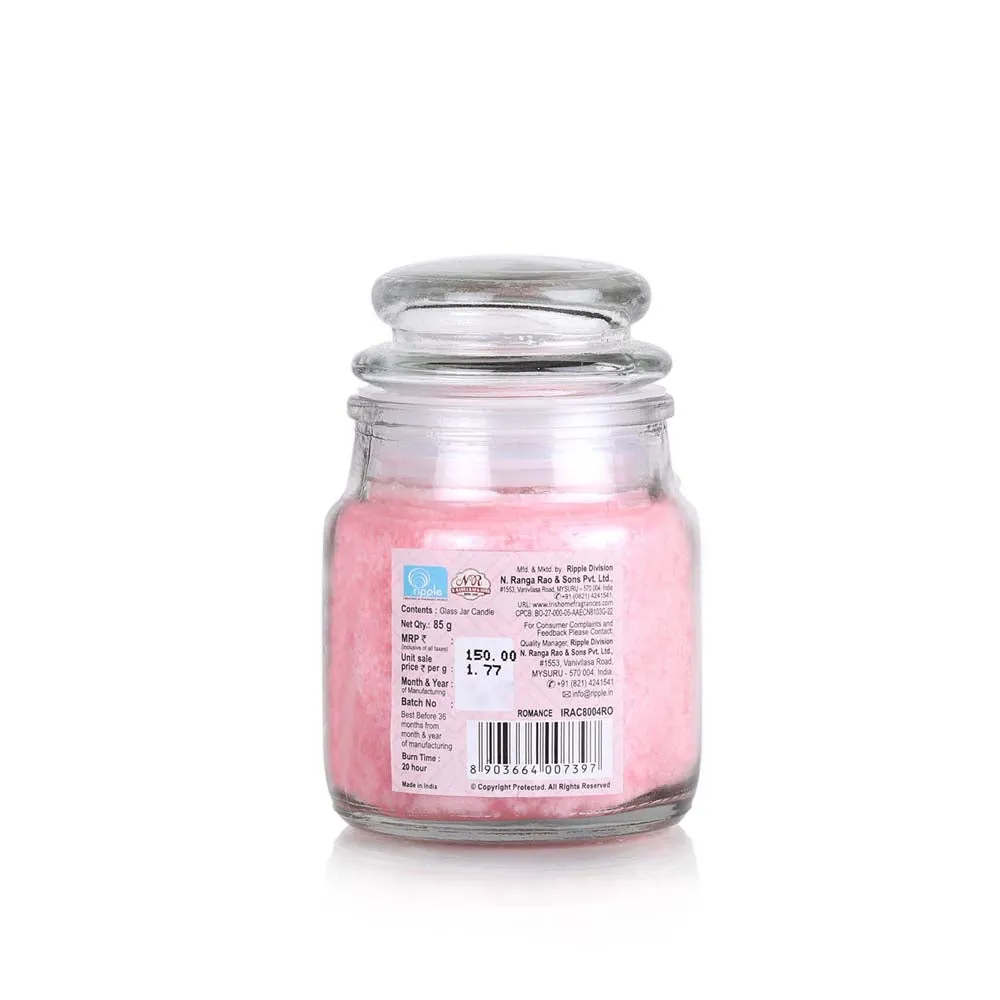 Pink Coloured Premium Floral Notes Glass Jar Candle