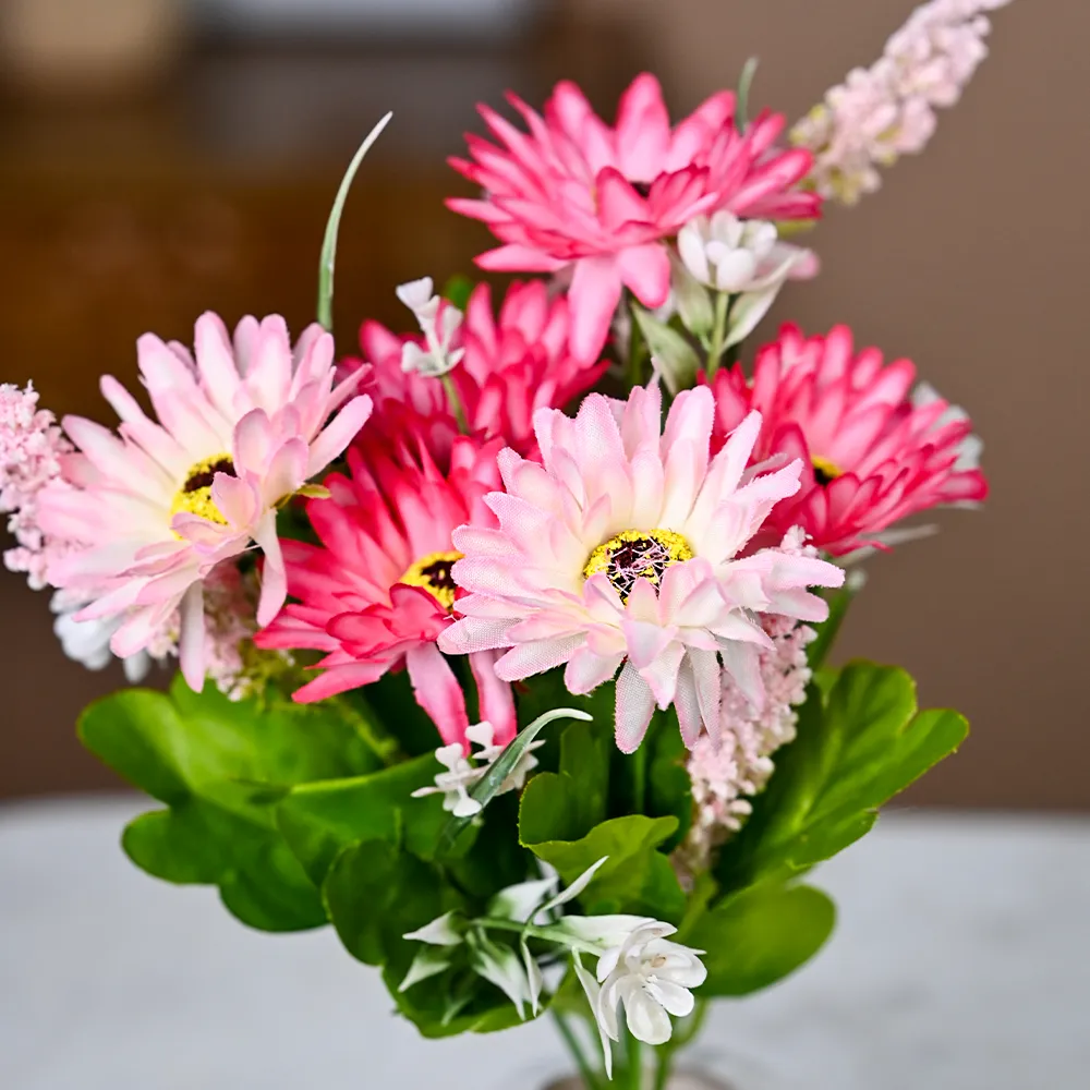 Pink Daisy Artificial Flowers With Pot