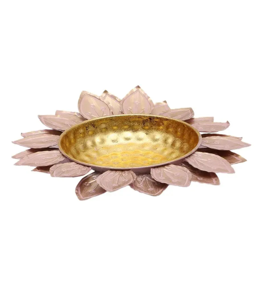 Pink Flower Cut Urli for Home Entrance