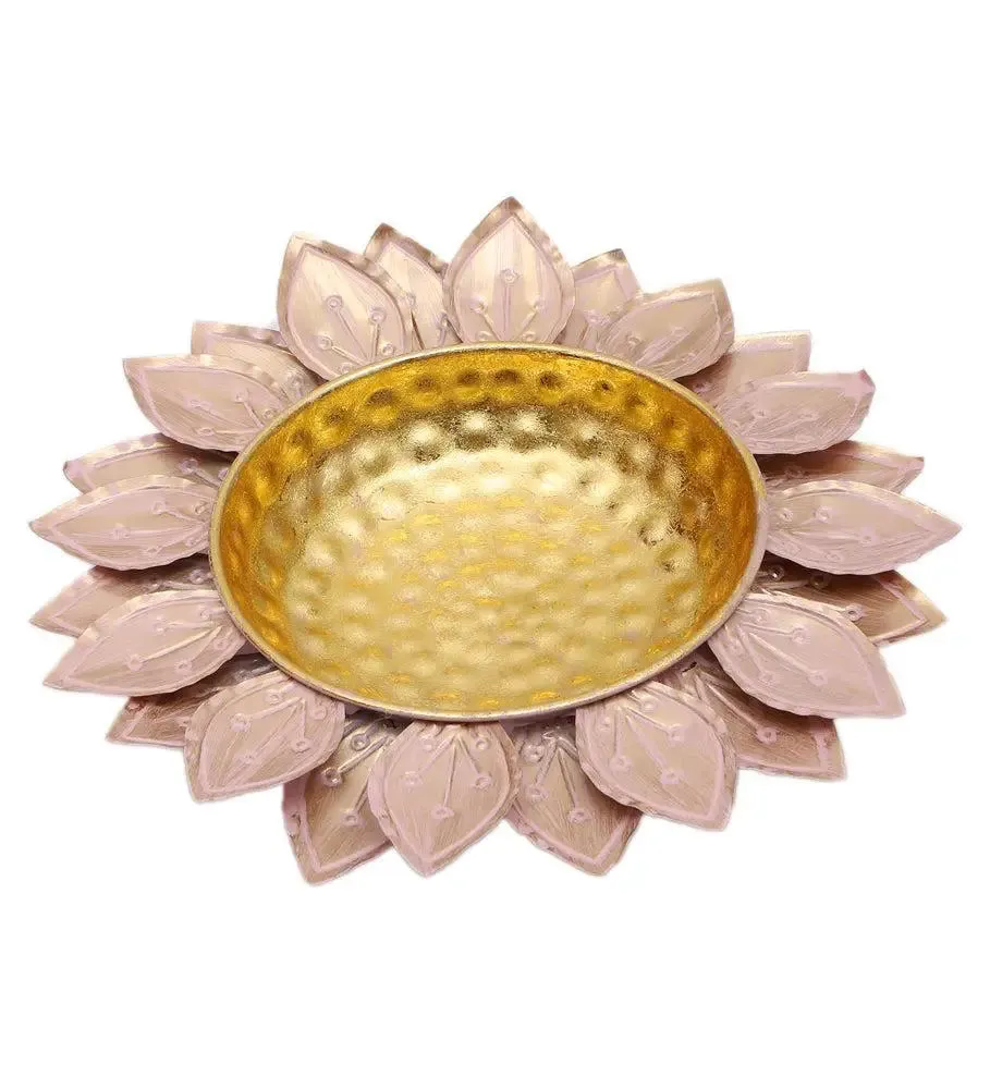 Pink Flower Cut Urli for Home Entrance