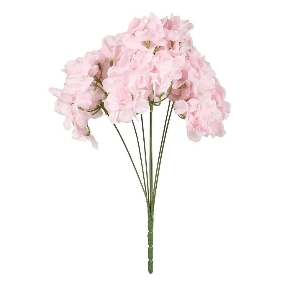 Pink French Hydrangea Artificial Flower Stick Single Piece