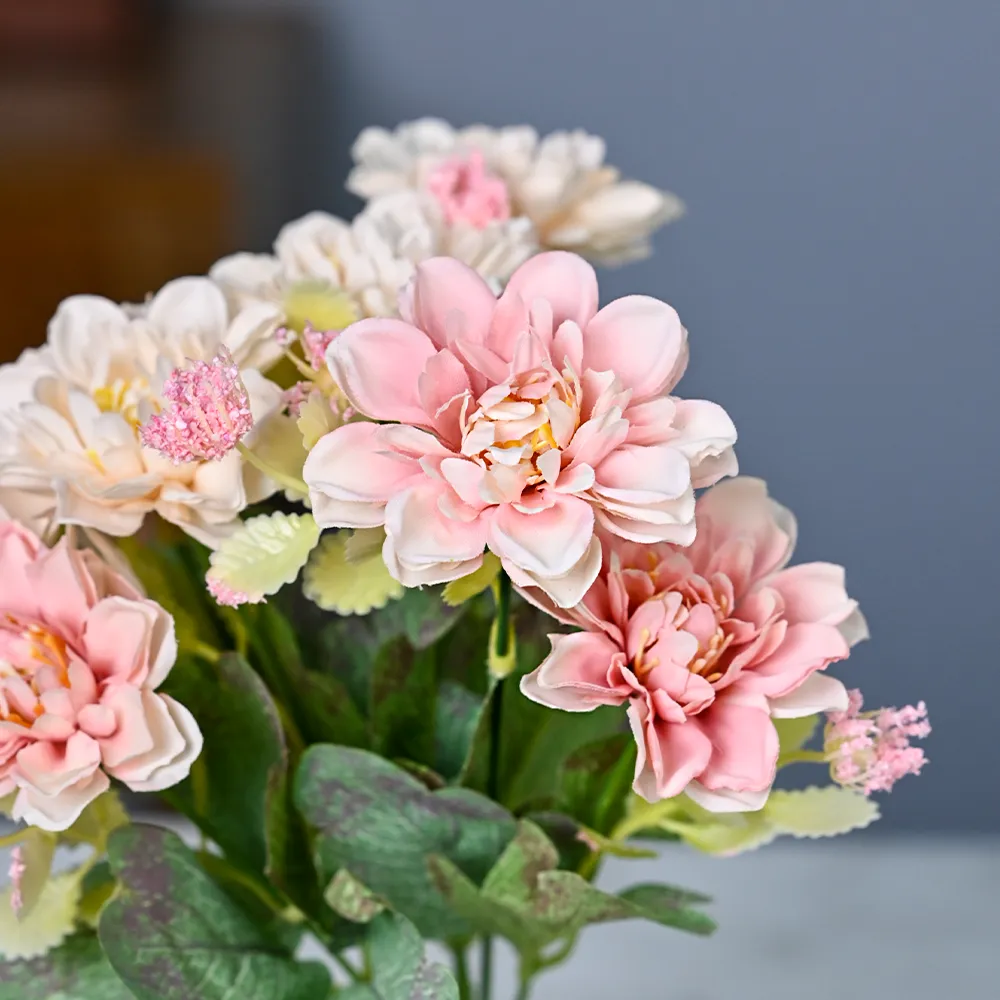 Pink Garden Artificial Flowers With Pot