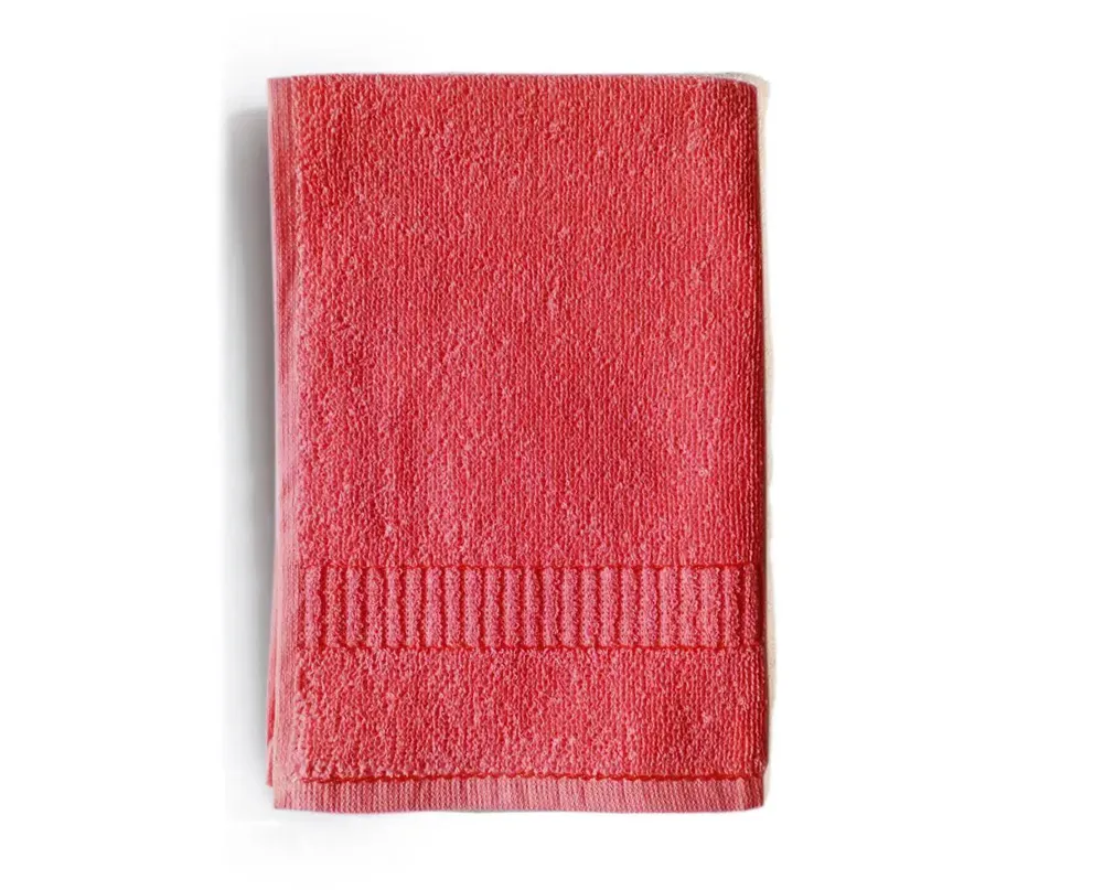 Pink Hand Towels with Track Border by Lushomes (Pack of 6)