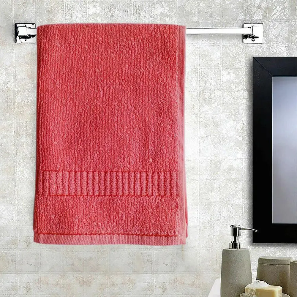 Pink Hand Towels with Track Border by Lushomes (Pack of 6)