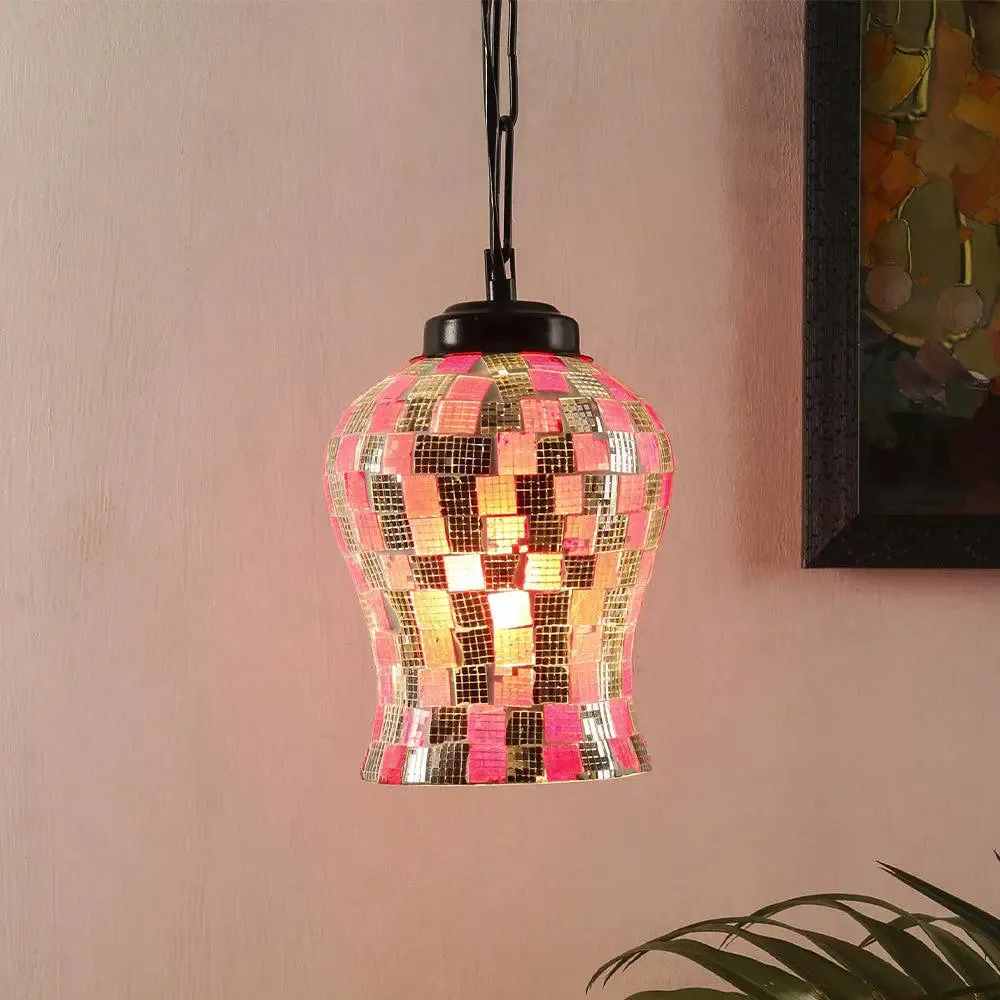 Pink Hue Mosaic Pattern Hanging Light