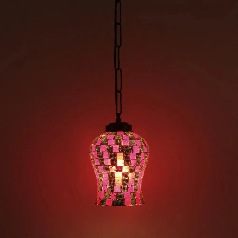 Pink Hue Mosaic Pattern Hanging Light