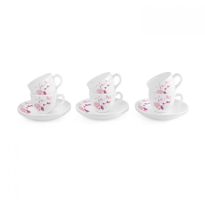 Pink Iris cup and saucer set of 6