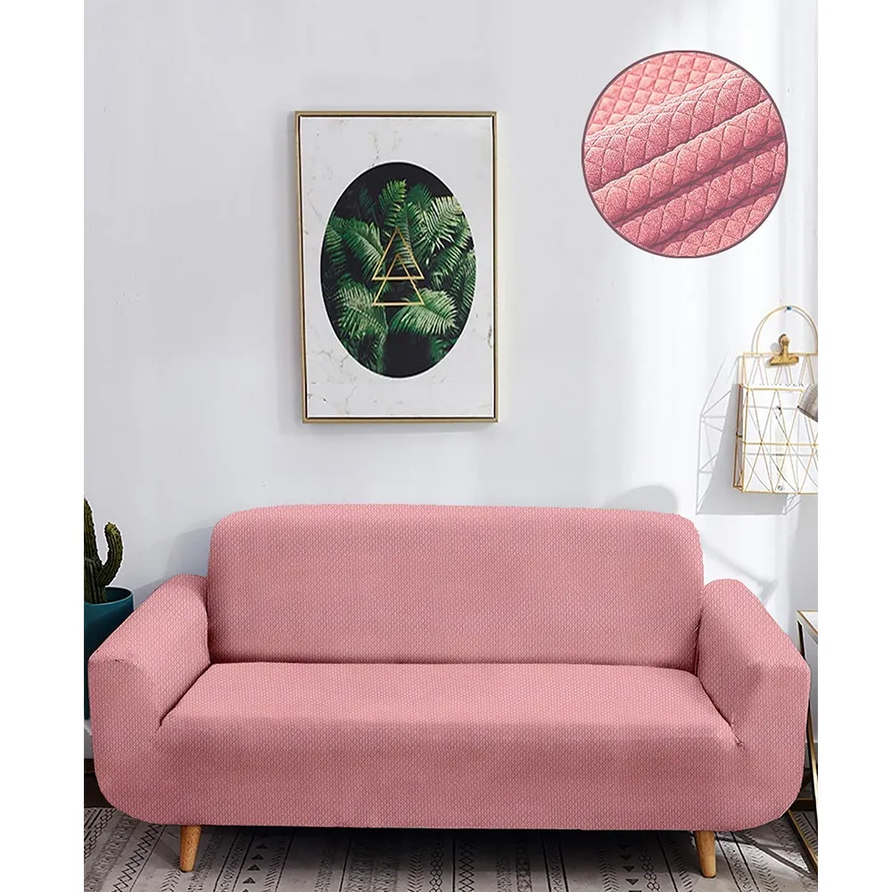 Pink Jacquard Sofa Cover Pack of 1 One Seater Sofa Slipcover