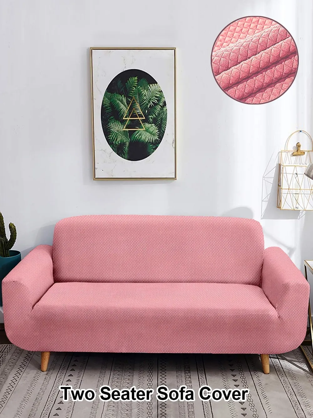 Pink Jacquard Sofa Cover Pack of 1 One Seater Sofa Slipcover