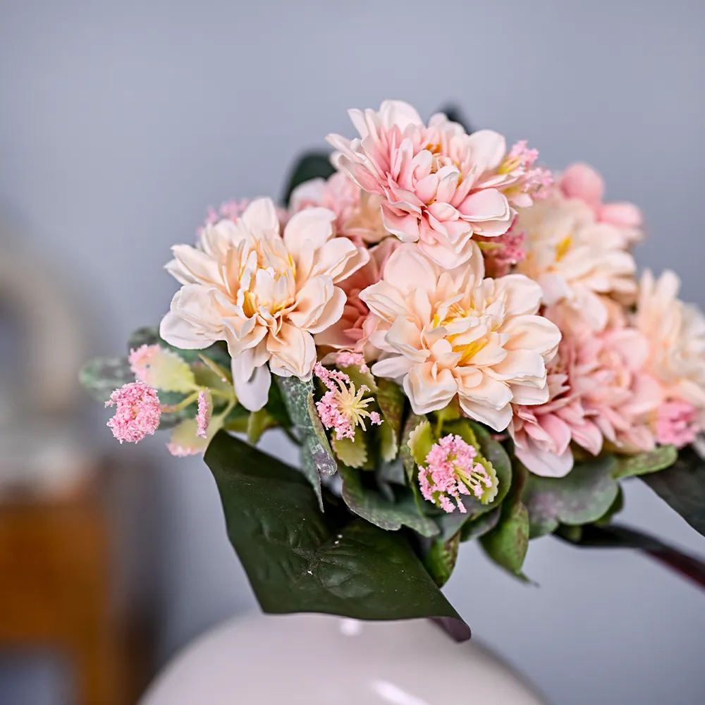 Pink Jasmine Artificial Flower Bunch With Brown Artficial Leaves Combo