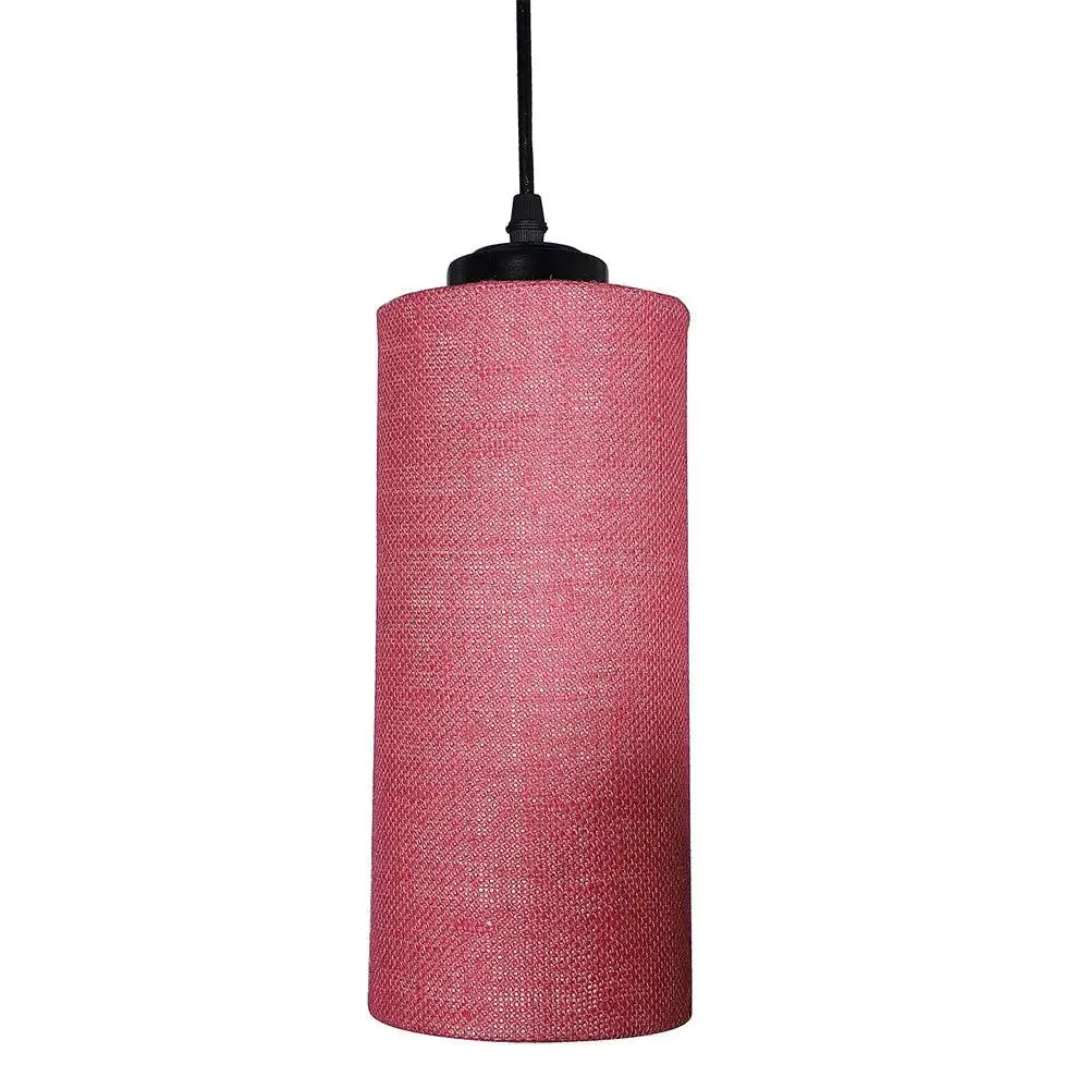 Pink Jute Cylindrical Cluster Hanging Lamp