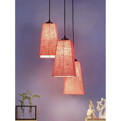 Pink Jute Pyramid Cluster Hanging Lamp