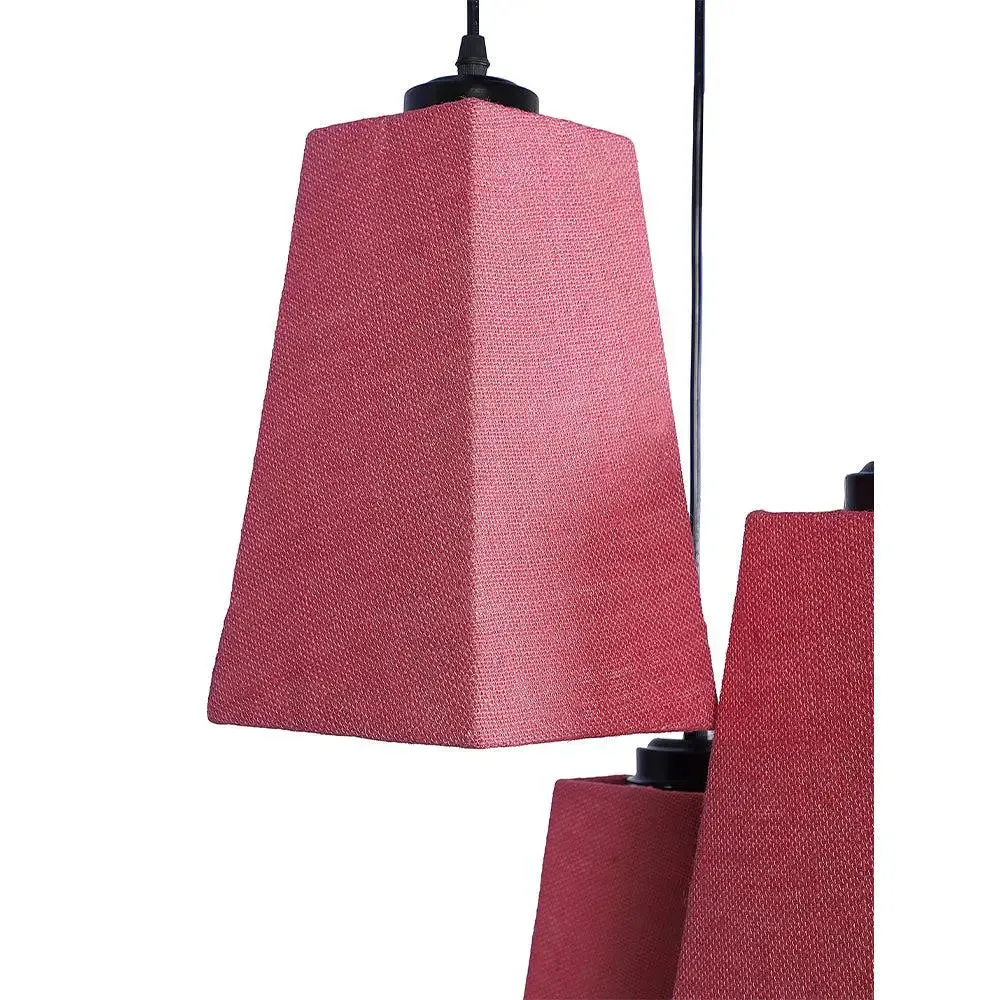 Pink Jute Pyramid Cluster Hanging Lamp