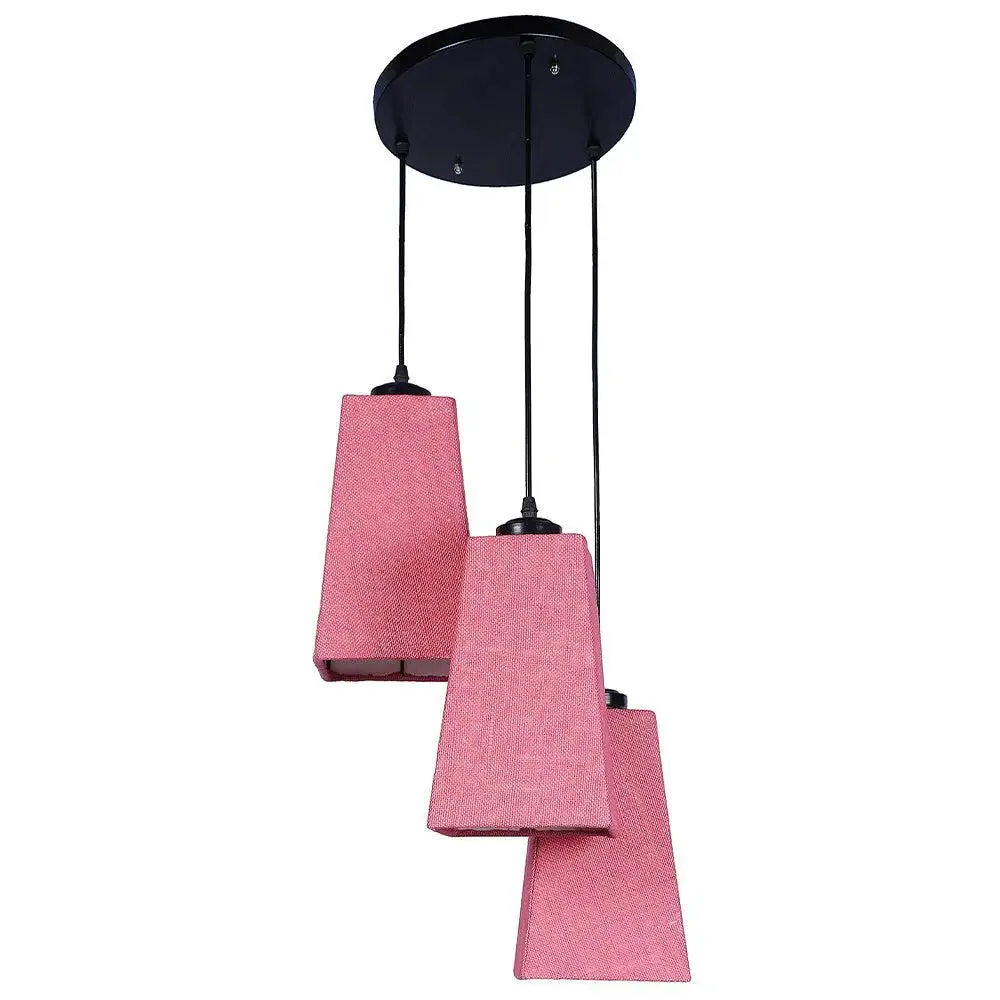 Pink Jute Pyramid Cluster Hanging Lamp