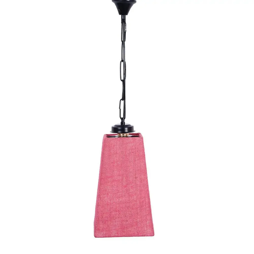 Pink Jute Pyramid Hanging Lamp