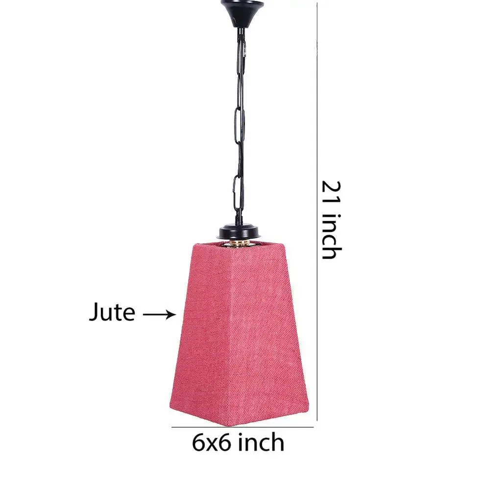 Pink Jute Pyramid Hanging Lamp