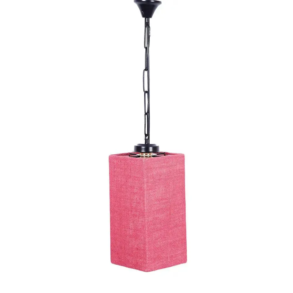 Pink Jute Square Hanging Lamp