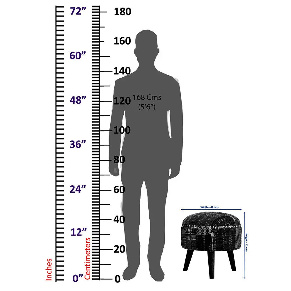 Pink Kantha Gudri Patchwork Three Legged Stool / Pouffe / Ottoman Single Piece