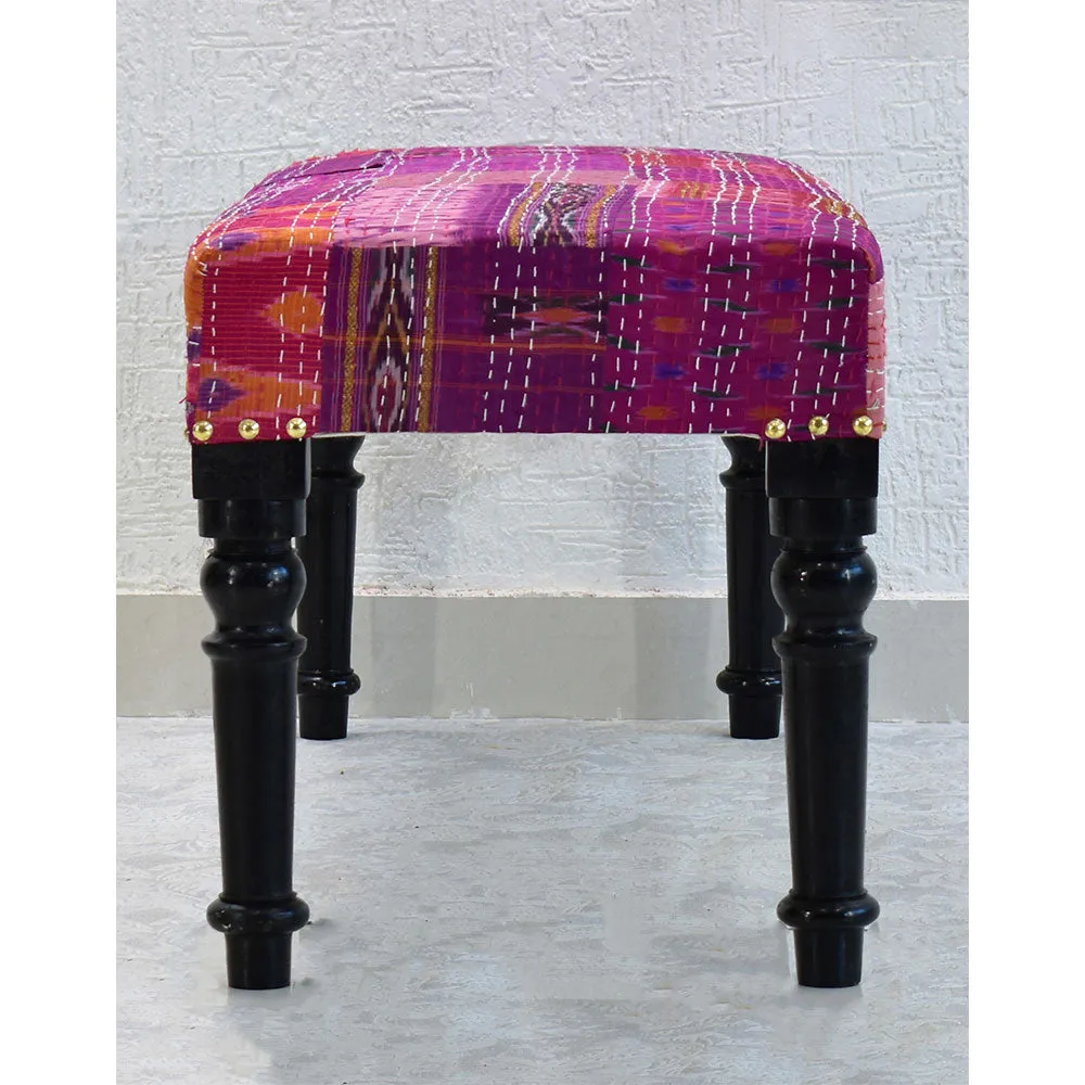 Pink Kantha Gudri Patchwork Upholstery Multipurpose Bench