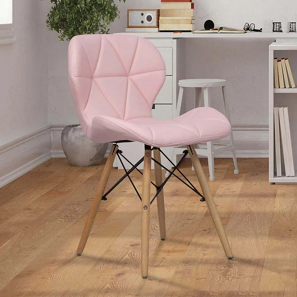 Pink Leatherette Contemporary Accent Chair Single Piece
