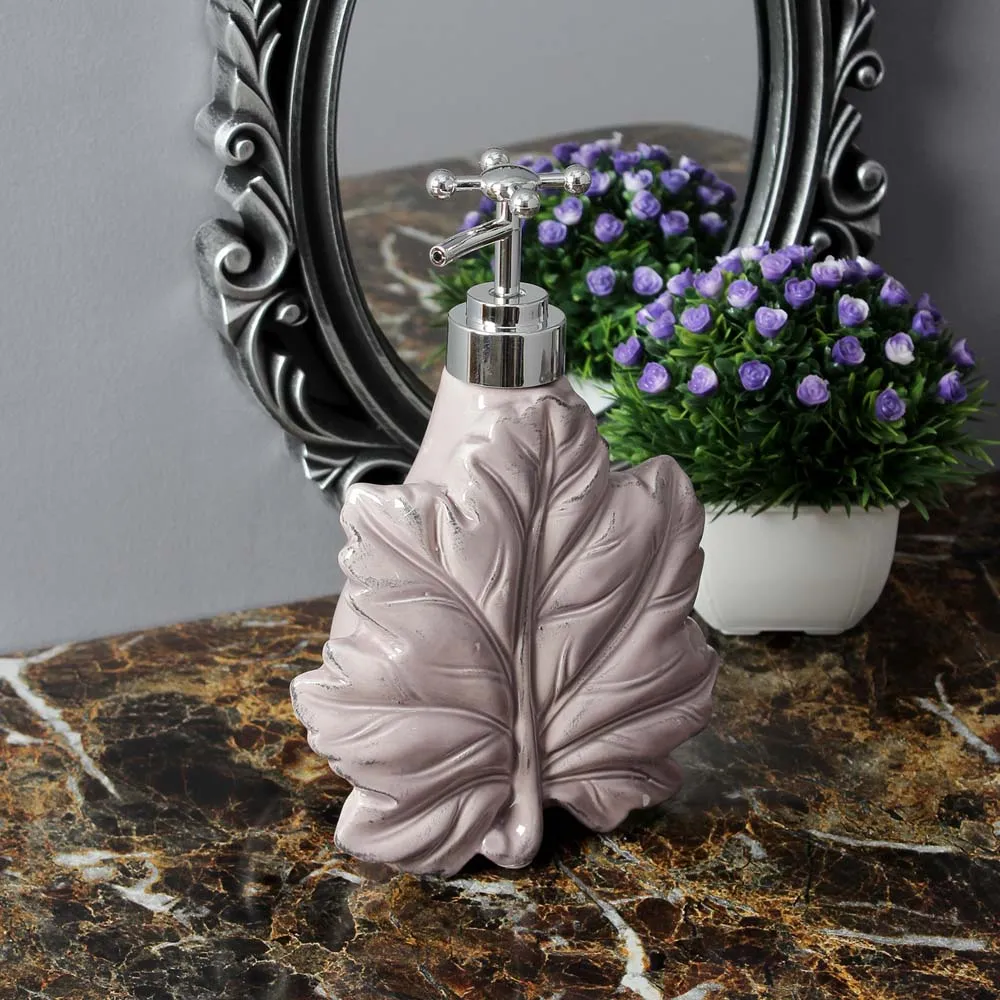 Pink Maple Leaf Designer Liquid Soap Dispenser