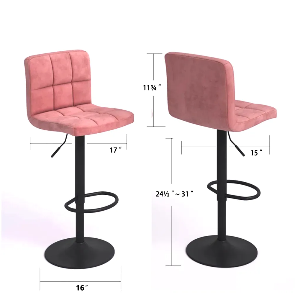 Pink Plush Feel Velvet Counter Bar Chair / Long Chair Single Chair