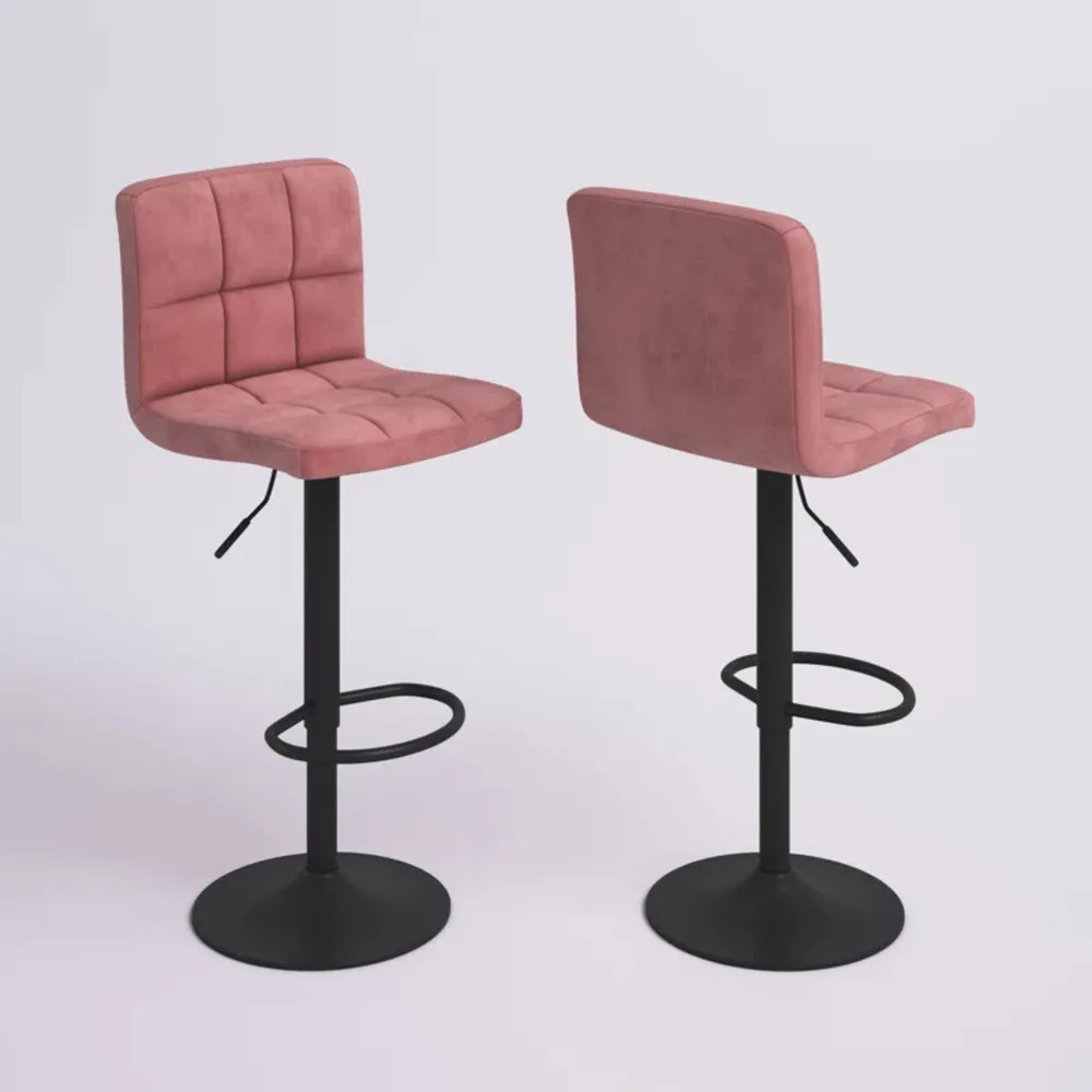 Pink Plush Feel Velvet Counter Bar Chair / Long Chair Single Chair