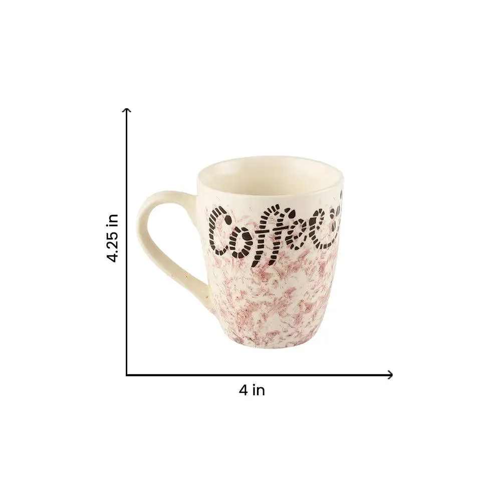 Pink Printed Classic Ceramic Coffee Mugs Set Of 6