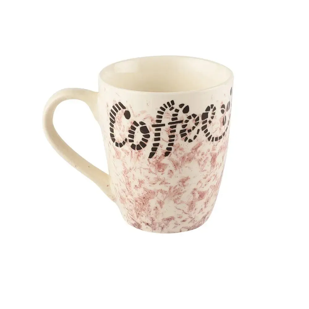 Pink Printed Classic Ceramic Coffee Mugs Set Of 6