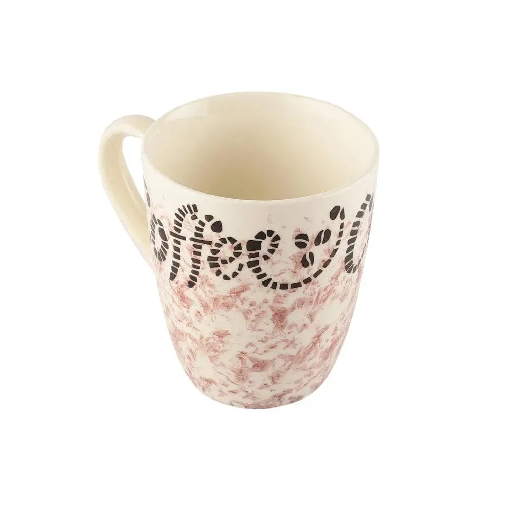 Pink Printed Classic Ceramic Coffee Mugs Set Of 6