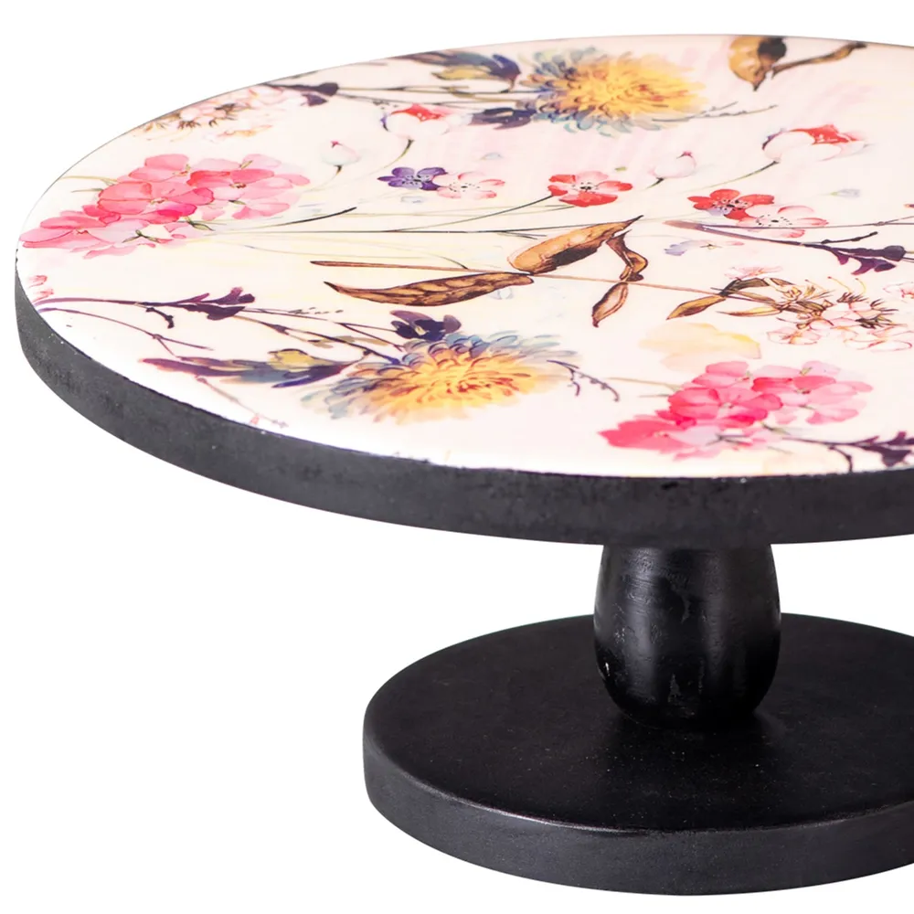 Pink Printed Wooden Cake Stand