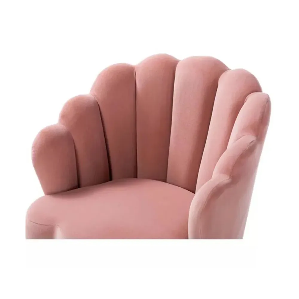 Pink Scalloped Elegant Accent Chair Single