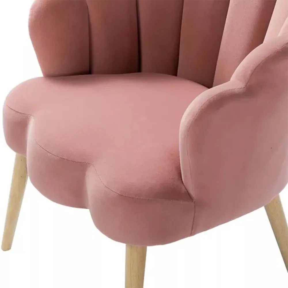 Pink Scalloped Elegant Accent Chair Single