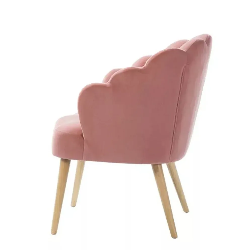Pink Scalloped Elegant Accent Chair Single
