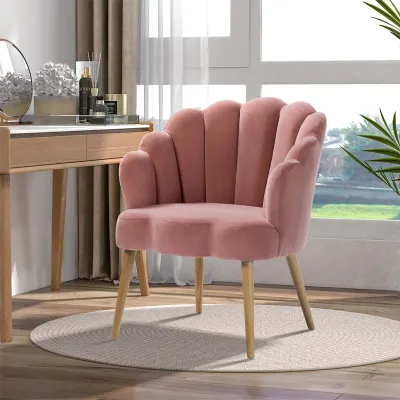 Pink Scalloped Elegant Accent Chair