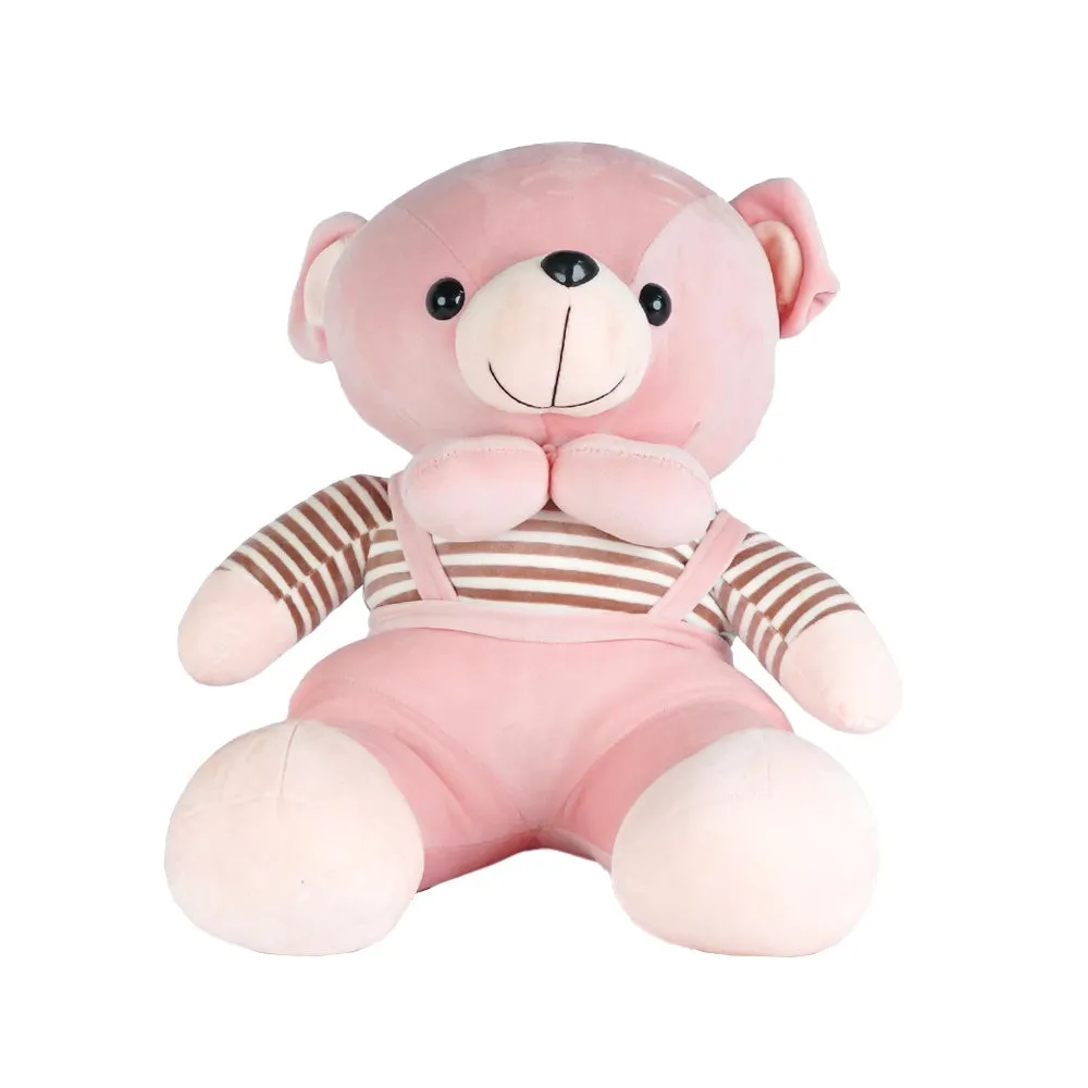 Pink Teddy In Bow Mushy Soft Toy